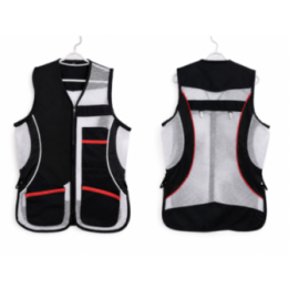 Gilet ball trap noir, blanc et rouge