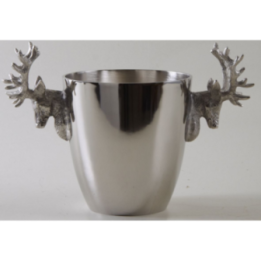 Seau à champagne tête de cerf en aluminium