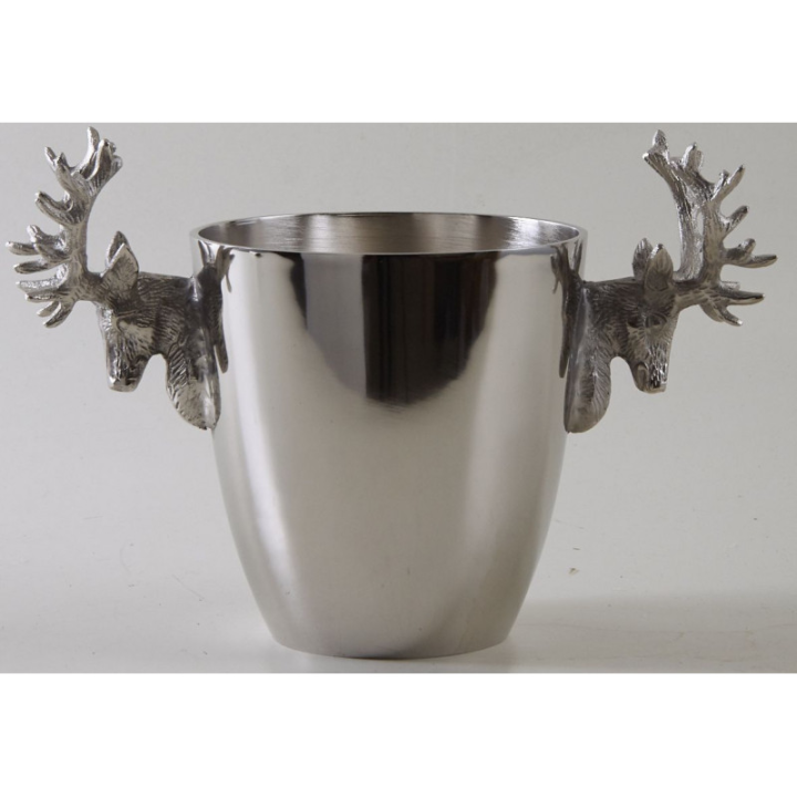 Seau à champagne tête de cerf en aluminium