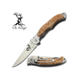 couteau pliant ELK RIDGE 11 cm lame noire assistee manche coral clip